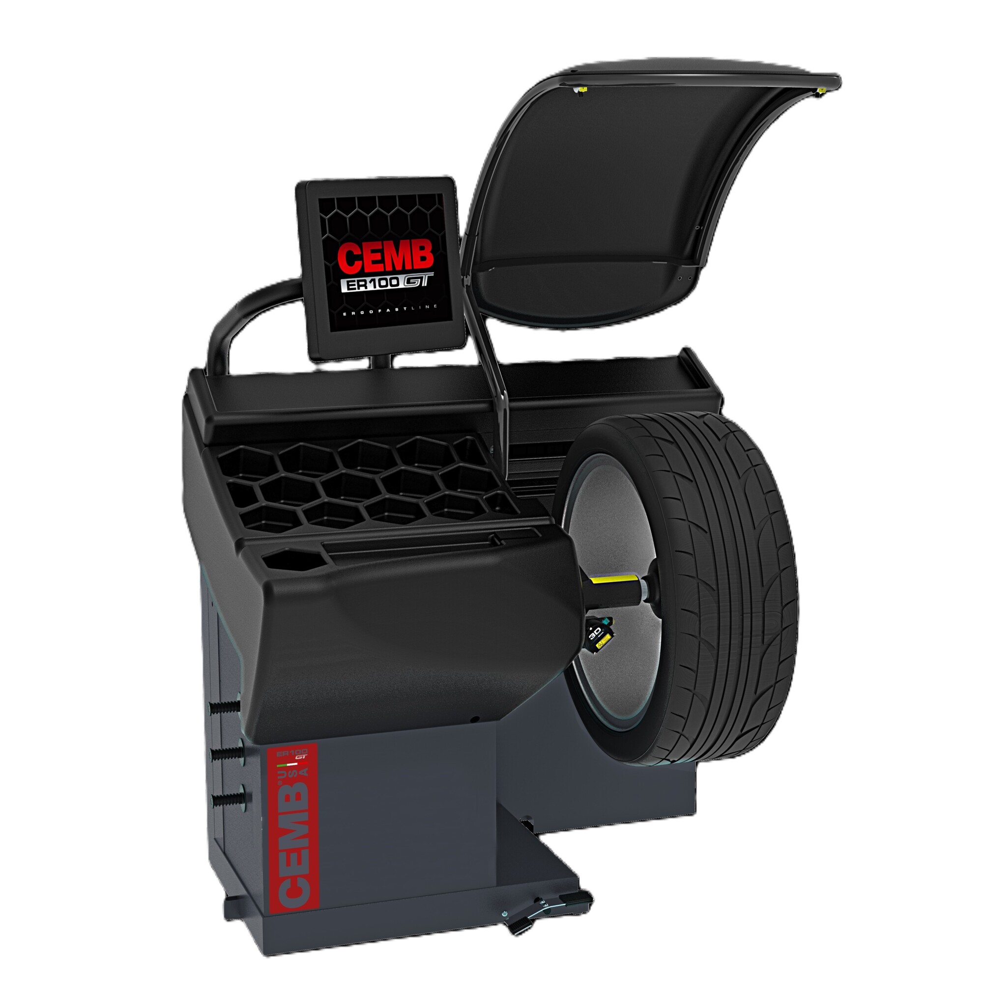 CEMB, Diagnostic Wheel Balancer-Pwr Clamping, Phase Single-phase, Max. Rim Width 20 in, Tire Diameter 30 in, Model# ER100EVO
